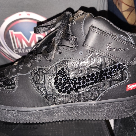NWB Custom Supreme  AF1'S with Dior & Black Stones. 10.5 - Picture 2 of 7